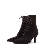 スエードレースアップ ミドルヒール/Suede Lace-Up Middle Heel(Black)