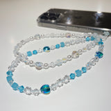 オーシャンブルーハートミークリスタルロングストラップ / Ocean Blue Heart Me Crystal Long Strap