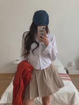 セミクロップラインスリムシャツ