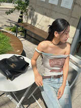 エッセンシャルオフザショルダースリーブレストップ