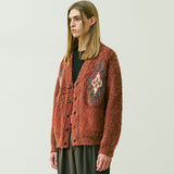 CHIMAYO PATTERN BRUSHED CARDIGAN BRICK