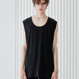 MODAL LENGTHY SLEEVELESS T-SHIRT BLACK (6566880149622)