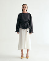 W.BYRDEYE WOOL BELTED CROPPED COAT - DARK GRAY (6636057788534)