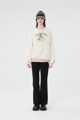 チェリーケーキグラフィックポイントスウェットシャツ／CHERRY CAKE GRAPHIC RIB POINT SWEATSHIRT [IVORY]