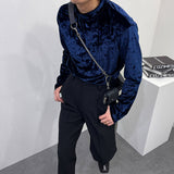 CRベルベットモックネックロングスリーブシャツ/CR Velvet Mock-neck Long-Sleeved Shirt (4 colors)