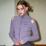 [NF] CUT-OUT 2 WAY KNIT ZIP UP (PURPLE)_F23ZA950