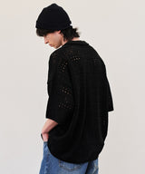 LACE POLO KNIT CARDIGAN (BLACK)
