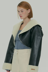 CROP SHEARLING JACKET / BLACK