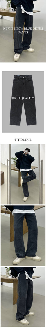ナーブスノーブルーセミデニムパンツ / NERB SNOW BLUE SEMI DENIM PANTS(ONE COLOR)