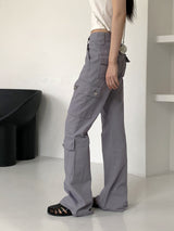 デイジーカーゴセミブーツカットロングコットンパンツ/Daisy Cargo Semi Bootcut Long Cotton Pants