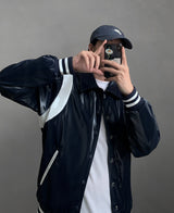ASCLO Shine Leather Varsity Jacket (3color) (6687744884854)