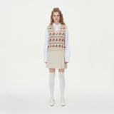 WAVE FLOWER JAQUARD KNIT VEST_BEIGE (6610817482870)