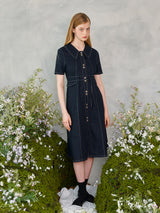 ツーボタンカラースティッチドレス / Two Button Collar Stitch Dress
