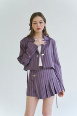 プリーツクロップジャケット / PLEATS CROP JK (PURPLE)