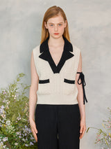ダブルカラーケーブルニットベスト / Double collar Cable Knit Vest