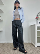 レザーストレートトラウザーズ / leather straight trousers