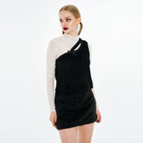 Eco Fur Short Skirt [Black]