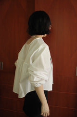 two-way ribbon puff blouse