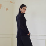 メッシュサイドスリット ニットトップ/MESH SIDE SLIT KNIT TOP (BLACK)