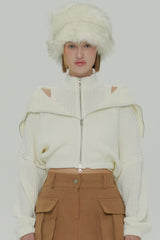  ZIPPER KNIT CARDIGAN SET / IVORY