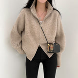 2WAYウールニットジップアップ/two-way wool knit zip-up
