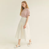 コットンプリーツAラインスカート / Cotton Pleats A-Line Long Skirt (Ivory)