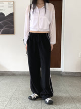 ノイブダブルライントラックインスィジョンストリングツーウェイジョガーパンツ / Nove two-line track incision string two-way jogger pants