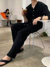 ニューゲントオーシャンアイスプリーツセットアップロングワイドパンツ / New Gent Ocean Ice Pleats Set-up Long Wide Pants (2 colors)