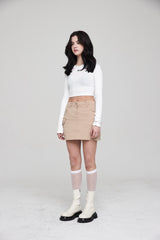 mii リブ LS クロップTシャツ / ストラップタンクトップ / mii RIBBED LS CROP T-SHIRT WHITE