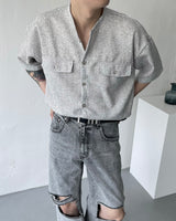 CR ツイードラウンドハーフシャツ / CR Tweed Round Half Shirt (2 colors)