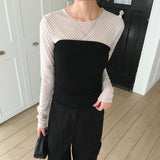 Hiz Dot See-through Layered Inner Long Sleeve T-Shirt