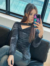 Halloween Shirring Long Sleeve Tee