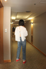 two-way ribbon puff blouse