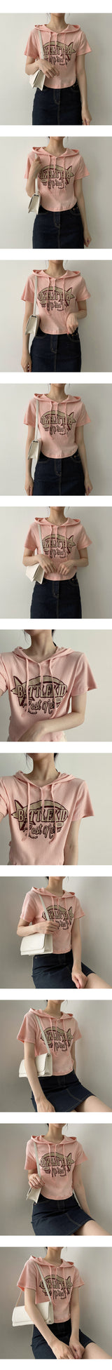 ファストスナップフード半袖Tシャツ/ Fast Snap Hooded Short Sleeve Tee