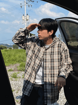 Avant-check hooded shirt  3C