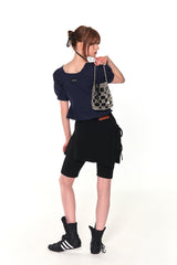 BIKER LAP SKIRT SHORTS (BLACK)