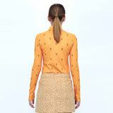ハートユニバースモックネックTシャツ/Heart Universe Mock Neck T-Shirt _ Orange