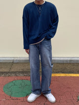 モカラウンドボタンニット/MOCA ROUND BUTTON KNIT(6COLOR)