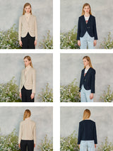 ラインノーカラージャケット / Line No-collar Jacket (2colors)