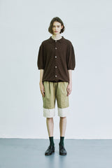 カラーブロックバンディングハーフナイロンパンツ / color block banding half nylon pants beige