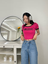 ブラーショートスリーブクロップドTシャツ