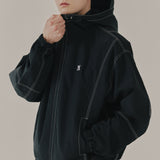 アウトステッチウィンドジャケット / OUT STITCH WIND JACKET_BLACK