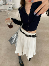 オーロラセーラートップ/Aurora Navy Collar Top