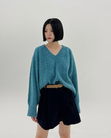 Vネックブラッシュアルパカニット/V-neck brush alpaca knit (2color)