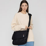 クロップドッグエンブロイダリーストライパークロスメッセンジャーバッグ / Crop dog embroidery striper cross messenger bag