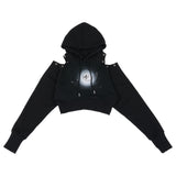 アイレットウォーマークロップフーディー / 223 EYELET WARMER CROP HOODIE - BLACK