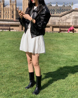 Classic Black Crop Leather Jacket
