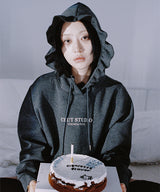0 4 oversize ruffle hoodie - DARK GREY (4642323431542)
