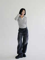 セニティーカーゴパンツ / no.5184 Senity Cargo Pants - Black denim