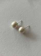[92.5silver] cotton pearl earrings_ivory (2sizes)